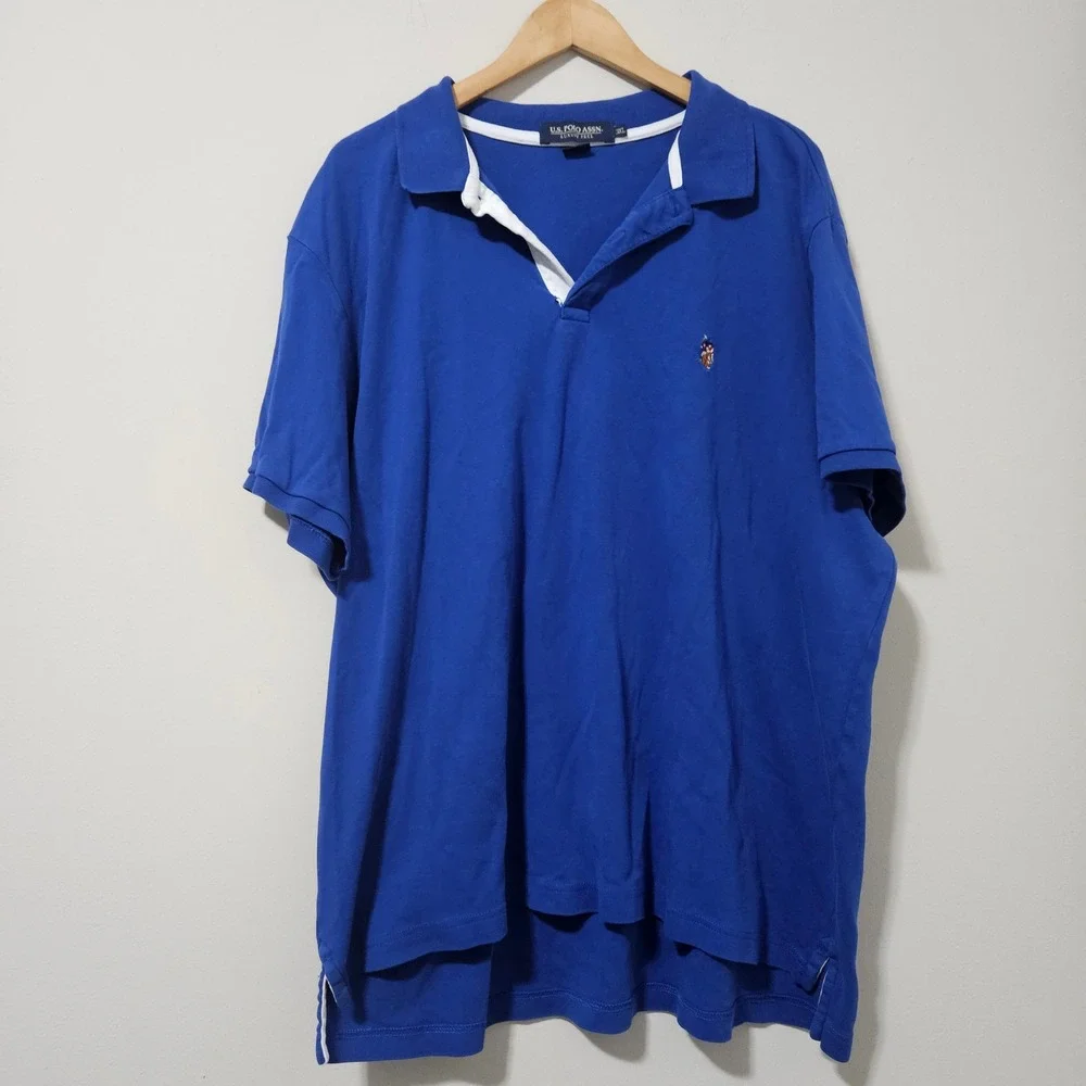 US Polo Assn Mens 3XL Royal Blue Luxury Feel Short Sleeve Cotton Polo‎ Shirt